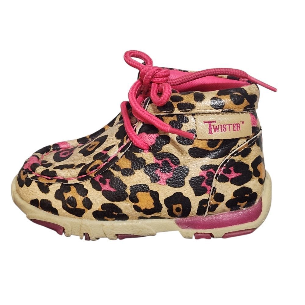 Twister Toddler Maisie Leopard Casual Shoe Size 4 Girl Pink Brown Ankle Bootie